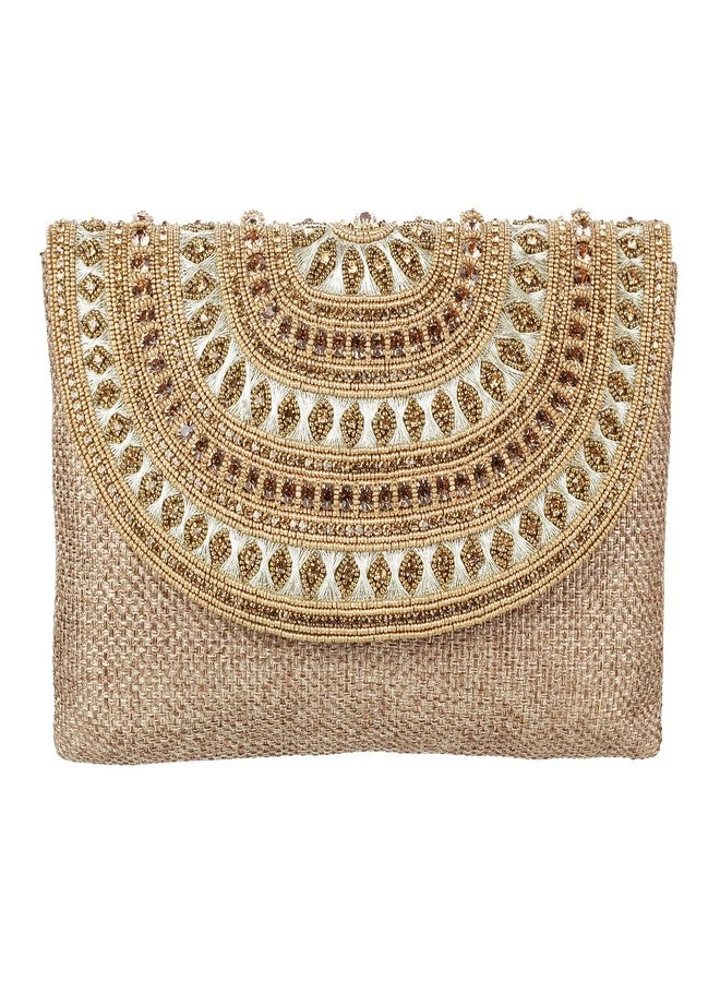 Metro Womens Synthetic Antic Gold Clutch (One Size) - Image 1